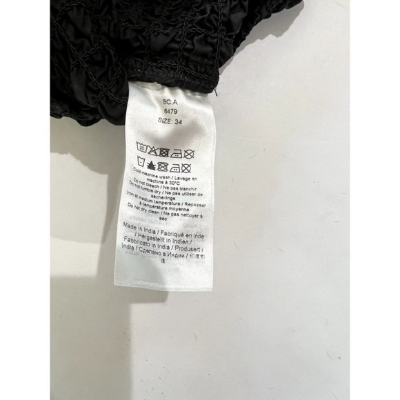 Ganni smocked Poplin crinkle puckered crop top shirt cutout black tshirt y2k - Picture 6 of 6